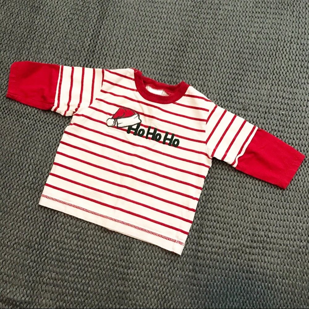 Gymboree Striped Ho Ho Ho Longsleeve T-Shirt Red - Picture 2 of 7